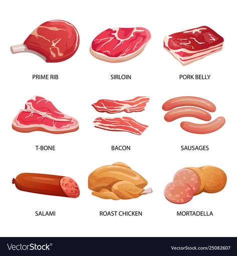 Meat Drawing Easy, Pork Illustration, Meat Pictures, Meat Poster, Meat Drawing, Pixel Food, Calendar Doodles, Logo Dog, Meat Products