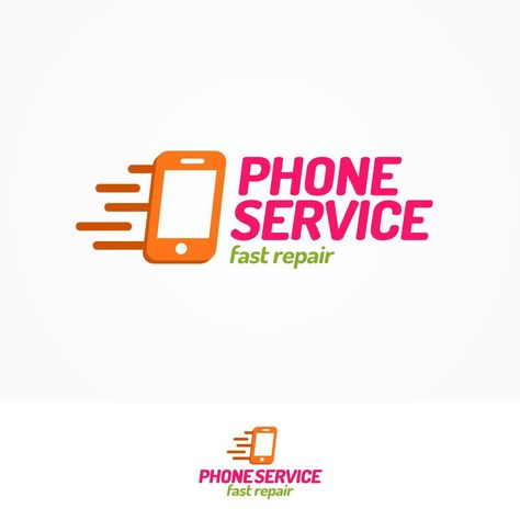 Phone service logo set with phone and sign fast repair Phone Repair Logo, Phone Service, Service Logo, Phone Repair, Logo Set, Logo Design Services, Vector Free, Repair, Logo Design