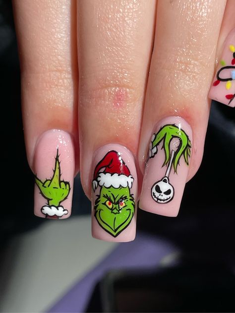 O Grinch, Daisy Acrylic Nails, My Biggest Fear, Biggest Fear, Hard Gel Nails, Simple Fall Nails, Hard Nails, Christmas Gel Nails, Nails Now