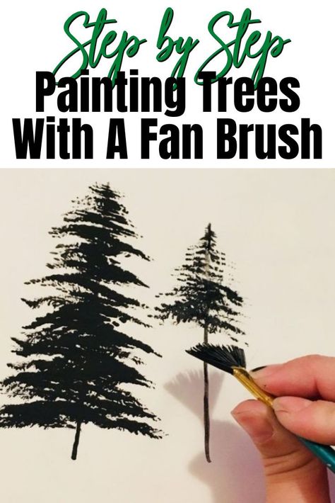 Drawing Trees, Painting Trees, Fan Brush, Painting Ideas On Canvas, Painting Art Lesson, Acrylic Painting Tutorials, Acrylic Painting Techniques, Canvas Easy, Watercolor Art Lessons