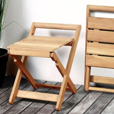 Bathroom Stools, Folding Wooden Stool, Teak Shower Stool, Fold Up Chairs, Sofa Design Wood, Wood Chair Design, Wood Furniture Legs, Folding Seat, Shower Stool