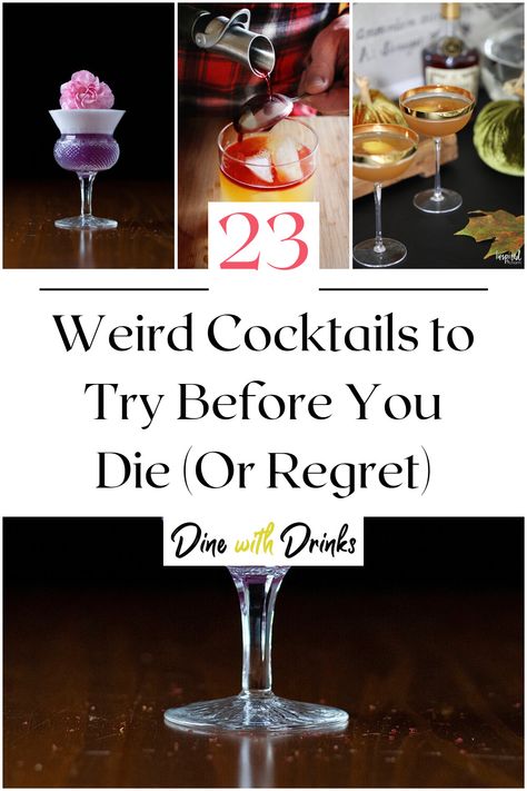 Collage of 4 weird cocktails. Unique Drinks Ideas, Mixed Drink Recipes Alcoholic, Cool Cocktails Recipes, Creative Mixed Drinks, Crazy Drinks Alcohol, Specialty Cocktail Recipes, Unique Drink Recipes, Fun Cocktail Recipes Vodka, Crazy Cocktails Fun