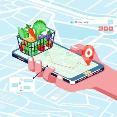 Hire Food Delivery App Developers - Riseup Labs Grocery Delivery App, Restaurant App, Vector Illustration Character, Web Development Programming, E-commerce App, Food Delivery App, Food Technology, Vector Food, Isometric Illustration