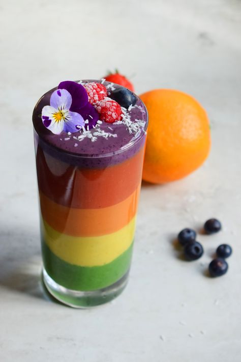 Rainbow Smoothie - Let's Eat Smart Rainbow Smoothie, Fruit Rainbow, The Smoothie Diet 21 Day, Quick Smoothies, Smoothie Diet 21 Day, Frozen Mango, Desiccated Coconut, 21 Day Smoothie Diet, Breakfast Routine