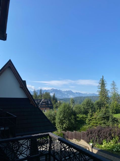 #mountains #poland #greenery #nature #polska #view #balcony #window #windowview Tree View From Window, Dnd Party, Ramadan Tips, Balcony View, Balcony Window, Nature View, Window View, Granola Girl, Mountain View