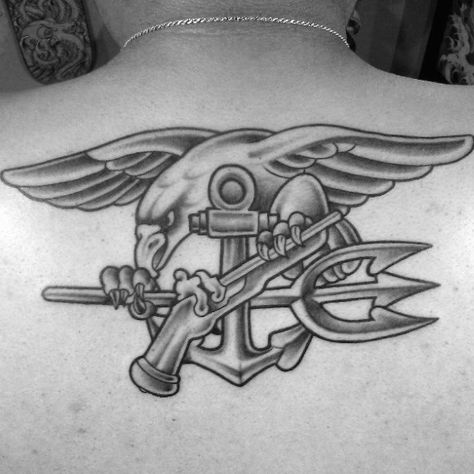 Navy Seal Tattoos, Naval Tattoos, Marine Tattoos, Navy Tattoos, Seal Tattoo, Trident Tattoo, Common Tattoos, Upper Back Tattoos, Military Tattoos