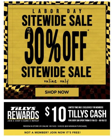 30% Off News Letter Offer Layout - Text Only - Simple - Labor Day - Tilly's - Edgey - Fashion LAyout - Graphics - Rough News Letter, Fashion Layout, Sitewide Sale, Labor Day, Off Sale, Labour Day, Labor, Banners, Layout