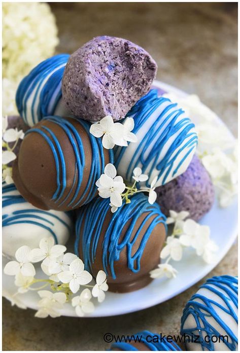 healthy chocolate blueberry truffles recipe 9 Blueberry Truffles, Decorated Cake Pops, Vegan Food Gifts, Hazelnut Meringue, Chocolate Blueberry, Edible Christmas Gifts, Truffle Recipes, Salted Caramel Fudge, Diy Edible