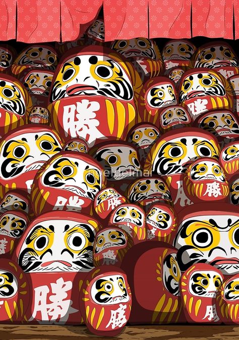 "Daruma dolls" by noeldelmar | Redbubble #noeldelmar #digital #illustration #dolls #Japan #Asia #oriental #Japanese #goodluck #homedecor #kids #culture Daruma Doll, Lucky Cat, Tapestry Throw, Japanese Culture, Graphic Poster, Japanese Art, Metal Posters Design, Digital Illustration, Metal Posters