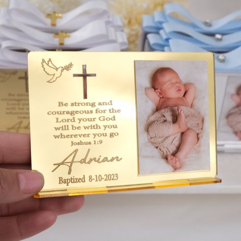 Personalized Baptism Favor, Custom Picture Favors for Guests, Personalized Cross-Themed Baptism Photo Favors, Bautizo Recuerdos Baptismal Souvenir, Baptism Photos, Personalized Cross, Baptism Favors, Be Strong And Courageous, Party Favors, Ships, Christmas, Party Favours