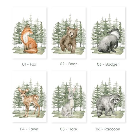 ✨Transform your little one’s nursery into a woodland paradise with our charming forest friends! 🦊🐻🦡 This set of three watercolor-style prints features a playful fox, a cuddly bear, and a thoughtful badger, perfect for adding a touch of nature-inspired wonder to your child’s room. 🌲💚 . . #WoodlandNursery #NurseryDecor #KidsRoomStyle #WoodlandCreatures #FoxBearBadger #NatureInspiredDecor #BabyRoomIdeas #EtsyFinds #WatercolorArt #RusticNursery #BabyShowerGift Animal Prints Nursery, Shower Art, Forest Animal Nursery, Baby Room Wall Art, Nursery Woodland, Natural Nursery, Animals Watercolor, Woodland Animal Prints, Boys Room Wall Art