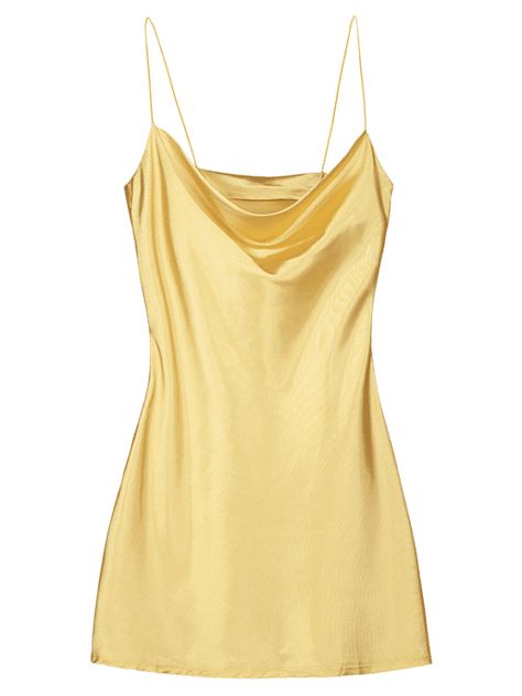 ZAFUL Plain Satin Cami Dress - YELLOW S Yellow Satin Dress Short, Yellow Hoco Dress Short, Yellow Hoco Dress, Hoco Dress Short, Satin Dress Short, Winter Ball Dresses, Yellow Satin Dress, Pale Yellow Dresses, Yellow Homecoming Dresses