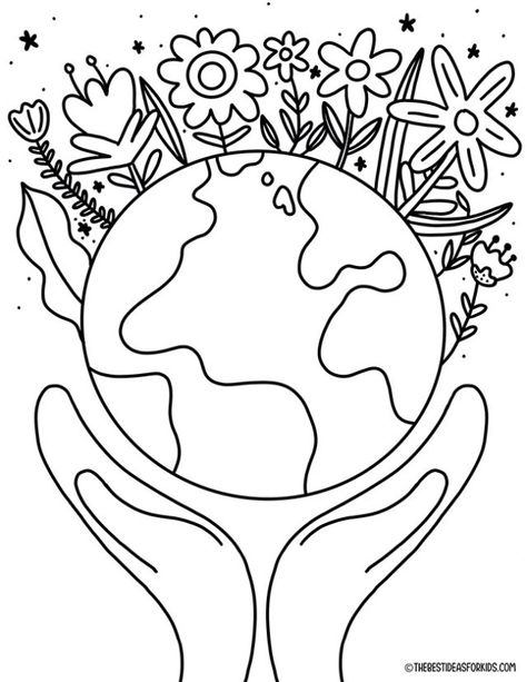 Holding Earth Coloring Page Den Zeme, Earth Coloring Pages, Earth Day Drawing, Planet Coloring Pages, Earth Day Coloring Pages, Earth Drawings, Rainbow Canvas, Earth Day Crafts, Spring Coloring Pages