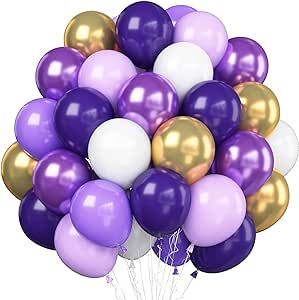 Purple And Gold Balloons, Gold White Balloons, Princess Theme Party Decorations, Purple Birthday Decorations, Baby Shower Princess Theme, Wedding Balloon Decorations, Princess Theme Party, Pastel Balloons, Gold Party Decorations