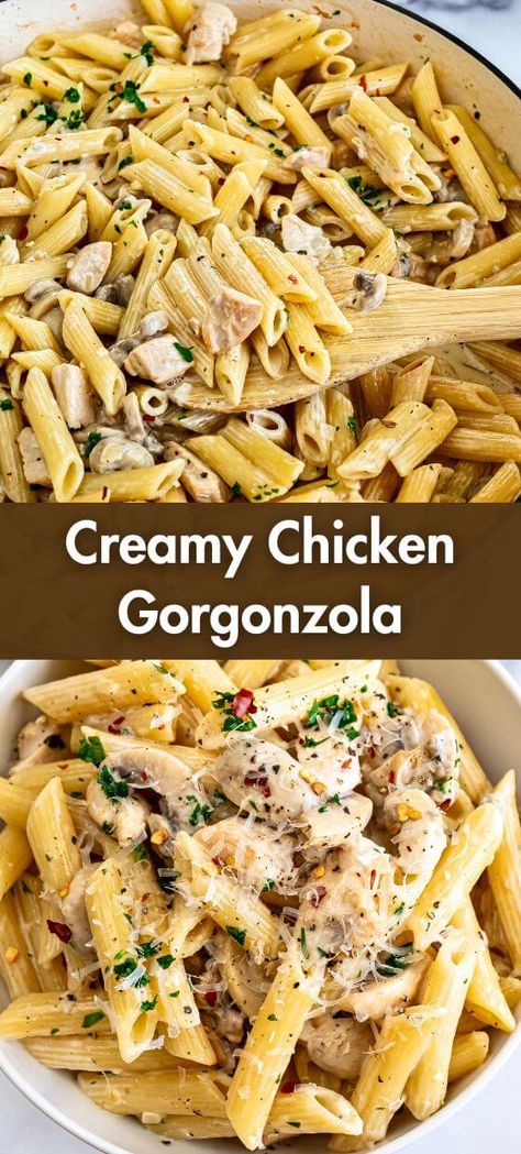 Creamy Gorgonzola Chicken with Sage Gorgonzola Chicken Recipes, Chicken Gorgonzola Pasta, Gorgonzola Chicken, Slow Cooker Pasta Bake, Chicken Gorgonzola, Gorgonzola Cream Sauce, Spinach Ricotta Pasta, Gorgonzola Recipes, Gorgonzola Pasta