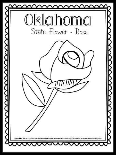 Oklahoma State Flower Coloring Page (the Rose!) {FREE Printable!} Oklahoma Coloring Pages, Rose Coloring, Rose Coloring Pages, Social Studies Unit, The 50 States, State Symbols, Usa States, Fun Printables, Learn Crafts