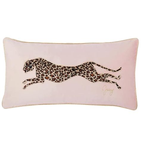 Juicy Couture Velvet Cheetah Pillow 14" x 24" - On Sale - Bed Bath & Beyond - 32570723 Pink Cheetah Pillow, Cheetah Throw Pillow, Cute Decorative Pillows For Bed, Good In Bed Pillow, Cheetah Throw Pillows, Accent Pillows For Bed, Cheetah Print And Pink Bedroom, Juicy Couture Pillows, Girly Throw Pillows