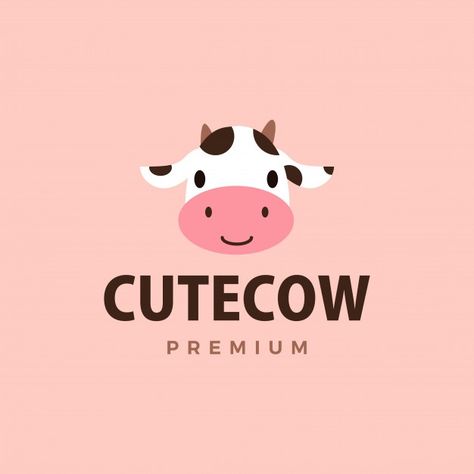 Cow Ice Cream Logo, Cow Illustration Cute, Cow Logo Design, Dairy Shop, Cow Character, Coffee Logos, Nature Character, New Year Symbols, Cow Logo