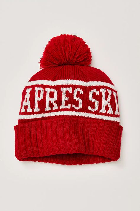 Apres Ski Team Pom Beanie | Free People Pedicure Colour, Cool Beanies, Ski Team, Summer Pedicure, Mountain Trip, Ski Print, Pedicure Colors, Red Images, Pink Images