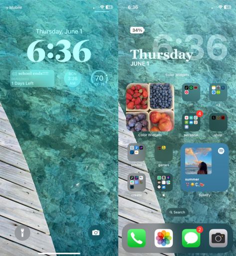 Summer Phone Organization, Phone Theme Summer, Summer Aesthetic Homescreen, Summer Homescreen Ideas, Home Screen Summer, Summer Ios Homescreen, Ocean Homescreen, Iphone Organization Homescreen, Summer Home Screen