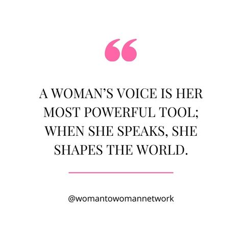 A woman's voice is her most powerful tool—it has the ability to influence, inspire, and create lasting change. When she speaks, she shapes the world around her. 🌍 Whether in business, leadership, or personal development, every woman has a voice worth hearing. Speak up, amplify your impact, and let the world know what you stand for. Your voice matters, and it’s time to use it! 🔗 Visit womantowomannetwork.com to join a community of women using their voices to empower, uplift, and create positi... Voice Quotes, Speak Slowly, Your Voice Matters, Community Of Women, Business Leadership, Word Up, Your Voice, Most Powerful, Every Woman