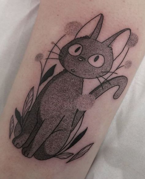 Ghibli Cat Tattoo, Studio Gibhili Tattoos, Kiki Cat Tattoo, Gigi Kiki Delivery Service Tattoo, Kiki Tattoos Studio Ghibli, Gigi Tattoo Studio Ghibli, Studio Gibhili Tatoos, Jiji Tattoo Studio Ghibli, Jiji Kiki's Delivery Service Tattoo