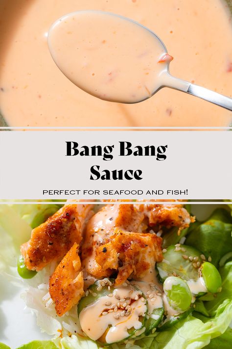 Fish Toppings Sauce Recipes, Orange Butter Sauce For Fish, Sauce For Tilapia Fish, Fish Sauce Dipping Sauce, Bang Bang Sauce, Bang Bang Sauce For Shrimp, Bang Bang Sauce Recipe, Salmon Pesto Pasta, Pan Asparagus