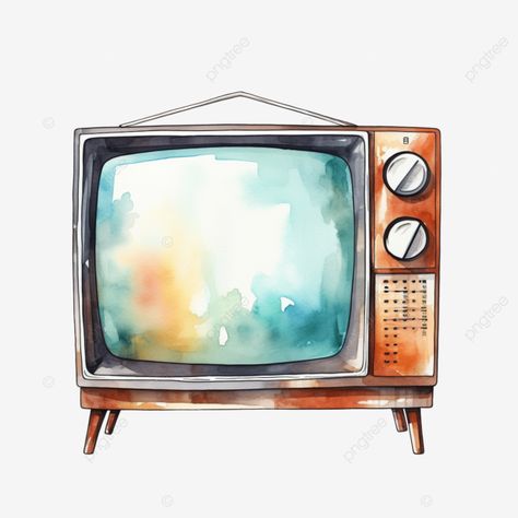 watercolor vintage tv tv television watercolor png Vintage Tv Drawing, Television Drawing, Tv Sketch, Tv Sticker, Ram Hanuman, Transparent Watercolor, Sticker Retro, Choosing Paint, Watercolor Vintage