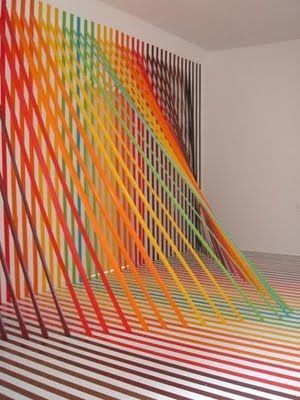 TAPE ART - Artist Rebecca Ward #tapeart #tape #installation #rebeccaward #colors Paper Art Installation, Tape Installation, Tape Art, Gala Dinner, Visual Display, Art Installation, Stage Design, Light Painting, String Art