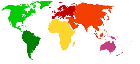 The world in colors Map Of Continents, Coffee List, Blank World Map, World Map Outline, World Map Continents, Project Tiger, Tiger Species, Color World Map, Continents And Oceans