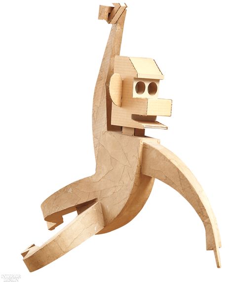 It's All Monkey Business in James Grashow's Latest Eye-Catching Exhibition Brockton Massachusetts, Cardboard City, Craft Museum, New Interior Design, Monkey Business, Interior Design Magazine, Design Magazine, Corrugated Cardboard, Wooden Animals