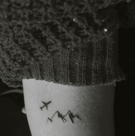 Mountain Plane Tattoo, Air Plain Tattoos, Mtn Tattoo, Plane Tattoos, Air Plain, Plane Tattoo, Mountain Tattoo Design, Airplane Tattoos, Travel Tattoos