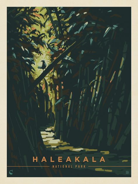 Haleakala National Park: Tropical Shade | Anderson Design Group National Parks, National Park Vintage Poster, National Park Graphic, Vintage National Park Posters, Vintage National Park Postcards, National Park Art, Anderson Design Group, Haleakala National Park, American National Parks