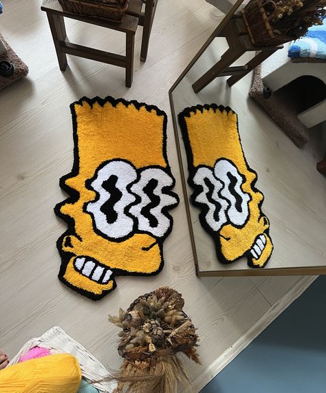 Bart Simpson Tufted Rug, Simpsons Room Decor, Custom Tufted Rug, Woodworking Art Ideas, Rug Tufting, Cool Rug, Graphic Rug, Funky Rugs, Bear Rug