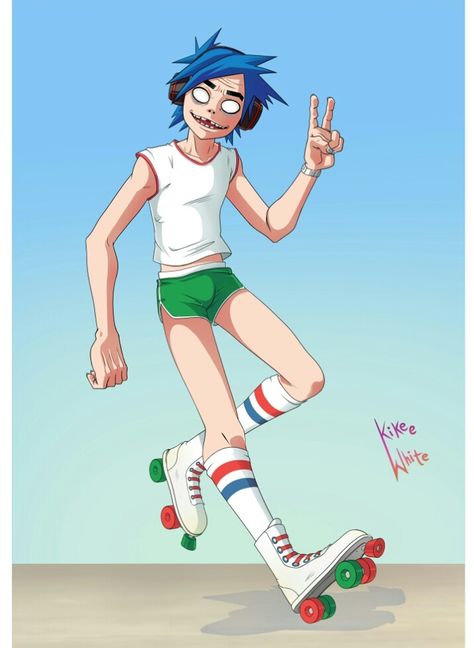 Gorillaz 2d, Gorillaz 2 D, 2d Gorillaz, 2-d Gorillaz, 2d And Noodle, Gorillaz Fan Art, Gorillaz Art, Tank Girl, Roller Skates