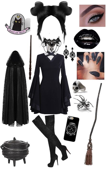 Halloween Costumes Women Dark Hair, Modern Halloween Costumes, Witch Look Outfit, Modern Witch Outfit Aesthetic, Witch Halloween Costume Aesthetic, Modern Witch Costume, Witch Outfit Halloween, Goth Halloween Costume Ideas, Witch Dress Halloween