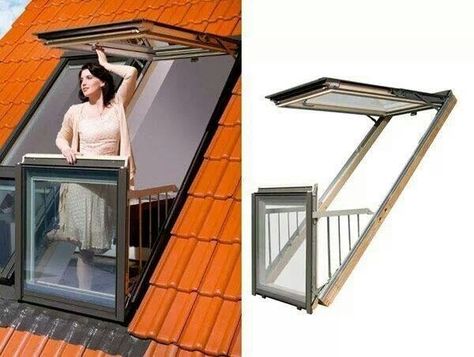 A Balcony Window You Can Step Out Into | 31 Remodeling Ideas You Obviously Need In Your Future Home Attic Renovation, Loft Room, Attic Bedroom, Attic Rooms, Loft Conversion, Balcony Design, Diy Interior, Design Case, The Roof