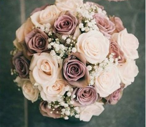 Bride Bouquets Pastel, Amnesia Rose, Dusty Rose Wedding Colors, Bouquet Pastel, Dusty Rose Wedding, Rose Wedding Bouquet, Champagne Wedding, Baby's Breath, Bouquet Of Flowers