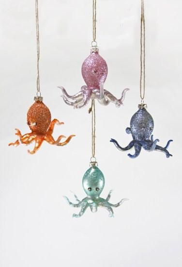 Octopus Ornament Seattle Christmas, Octopus Crafts, Unique Beauty Products, Cody Foster, Glass Tree, Coastal Christmas, Ritual Candles, Tree Decoration, Festival Decorations