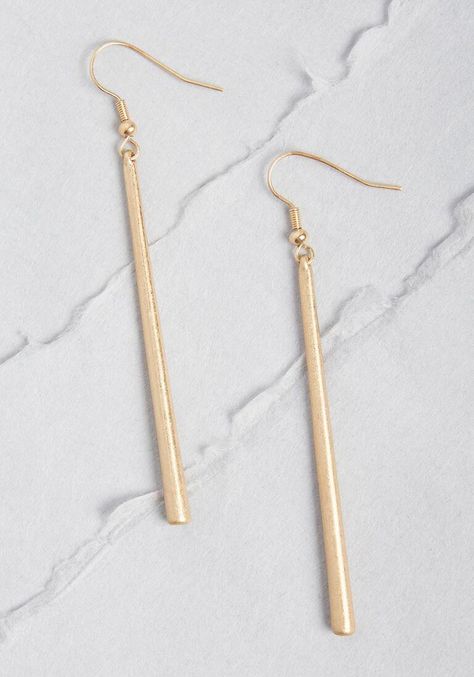 Long Dangle Earrings Gold, Gold Dangling Earrings, Fallon Carrington, Work Aesthetic, Mod Cloth, Look Expensive, Bar Stud Earrings, Long Dangle Earrings, Classy Jewelry