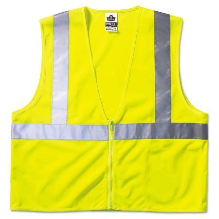 ergodyne GloWear 8210Z Class 2 Economy Vest, Polyester Mesh, Large/X-Large, Yellow, Size: Large/XLarge, Multicolor Lime Color, Reflective Vest, Safety Vest, Reflective Tape, Personal Protective Equipment, Fabric Material, Chihuahua, Vest Jacket, Work Outfit