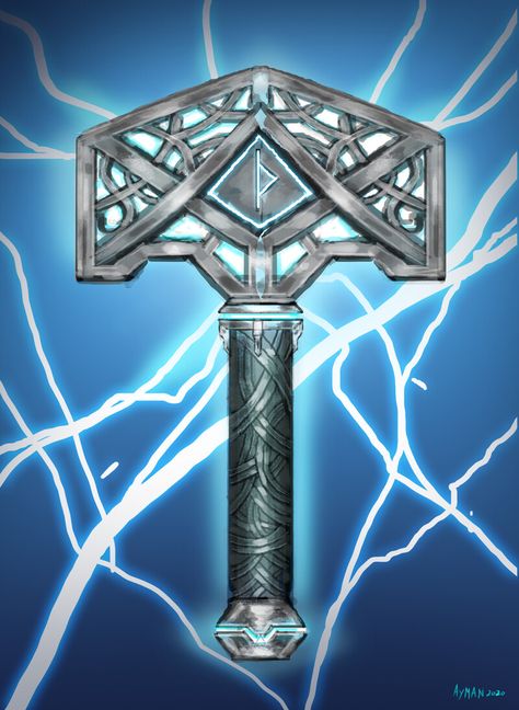 Mjolnir Concept Art, Hammer Of The Gods, Thor Hammer Drawing, Hammer Titan, Thor With Mjolnir, Hammer Marvel, Thor Design, Thor With Hammer, Wooden Thor Hammer