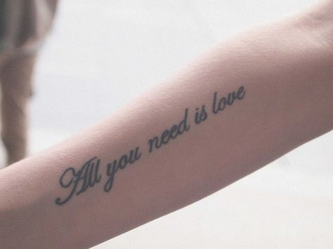 tattoo, john lennon, love... All We Need Is Love Tattoo, John Lennon Tattoo, Tat Sleeve, Divorce Tattoo, Handwriting Tattoos, Friends Tattoo, All We Need Is Love, Inkbox Tattoo, Love Tattoo