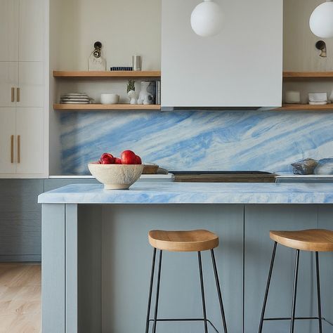 ntroducing Marble Calcite Blue Countertops: Elevate Your Kitchen with Timeless Elegance! 💙✨ Looking to add a touch of sophistication and luxury to your kitchen? Look no further than Marble Calcite Blue countertops! Here's why they're the perfect choice for your culinary haven: 1️⃣ Exquisite Beauty: With its mesmerizing blue hues and intricate veining, Marble Calcite Blue countertops make a stunning focal point in any kitchen, adding a touch of elegance and opulence. 2️⃣ Timeless Appeal: Ma... Blue Marble Countertops, Blue Countertops, Blue Granite Countertops, Blue Granite, Remodel Kitchen, Blue Marble, Marble Countertops, Apartment Interior, Granite Countertops