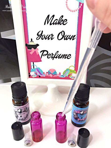 Barbie Party Perfume Station Make Your Own Perfume Bar- Made by a Princess #barbie #barbieparty Barbie Party Diy, Make Your Own Perfume, Perfume Bar, Beauty Station, Scent Bars, Diy Perfume, Diy Spa, Perfume Making, Barbie Party