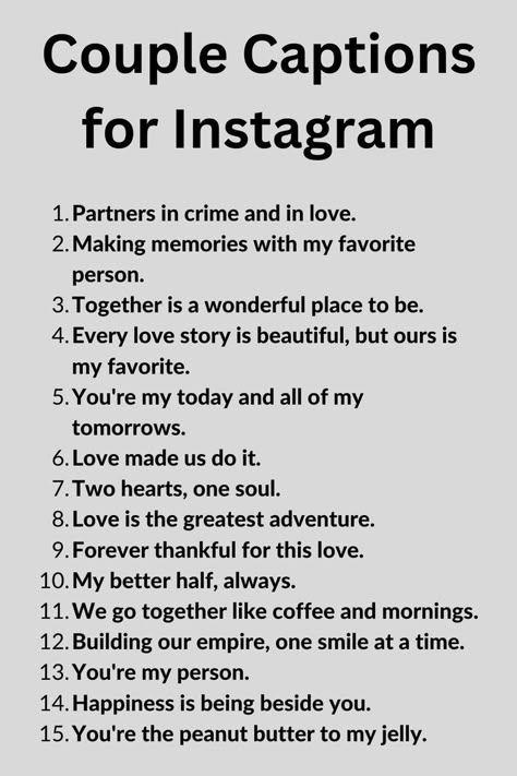 A list of Instagram Captions for Couples Cute Couple Captions, Romantic Instagram Captions, Captions For Couple Pictures, Couple Captions For Instagram, Captions For Instagram Love, Instagram Captions For Pictures, Couple Captions, Couple Instagram Captions, Hubby Love Quotes