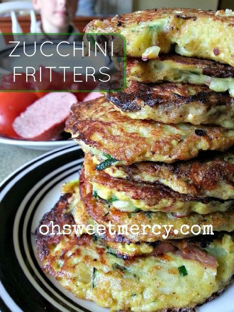 Zucchini Fritters - Oh Sweet Mercy Thm Zucchini Recipes, Zucchini Keto, Recipe For Zucchini, Thm Meals, Thm Fp, Fuel Pull, Zucchini Fritters Recipe, Thm Breakfast, Keto Sides