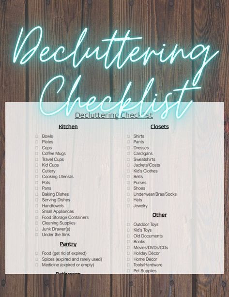 Decluttering Checklist INSTANT PDF DOWNLOAD - Etsy Canada How To Start Decluttering Your House, Decluttering Lists, Kitchen Decluttering, Decluttering List, Decluttering Checklist, Declutter Checklist, Declutter Home, How To Declutter, Getting Rid Of Clutter