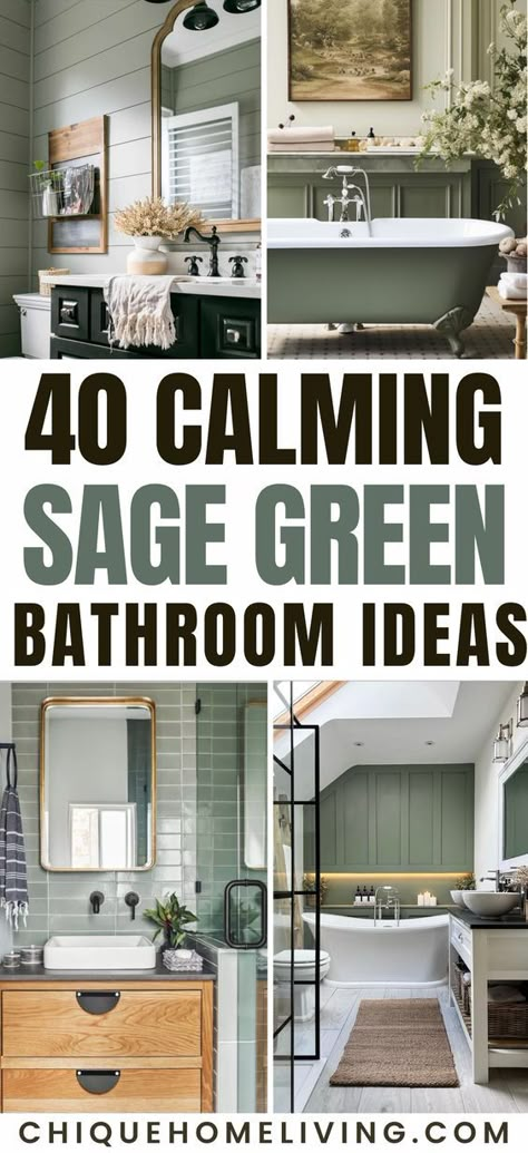 Elevate your bathroom experience with our curated collection of 40 Soothing Sage Green Bathroom Ideas. From refreshing wall tones to calming accents, discover how the versatile shade of sage green can transform your bathroom into a haven of tranquility. Whether your style leans towards modern chic or classic elegance, these ideas promise to infuse your space with timeless serenity. 🌿🛁 #SageGreenBathroom Bathroom Ideas Sage Green, Green Bathroom Ideas Sage, Green Bathroom Tile Ideas, Green Small Bathrooms, Sage Green Bathroom Ideas, Green Bathroom Tile, Green Bathroom Colors, Green Bathroom Paint, Olive Green Bathrooms