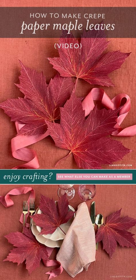 Autumn Paper Flowers Diy, Crepe Paper Autumn Leaves, Crepe Paper Tutorial, Crepe Paper Halloween Crafts, Crepe Paper Pumpkins, Paper Autumn Leaves, Autumn Paper Flowers, Fall Crepe Paper Flowers, Crepe Paper Wreath